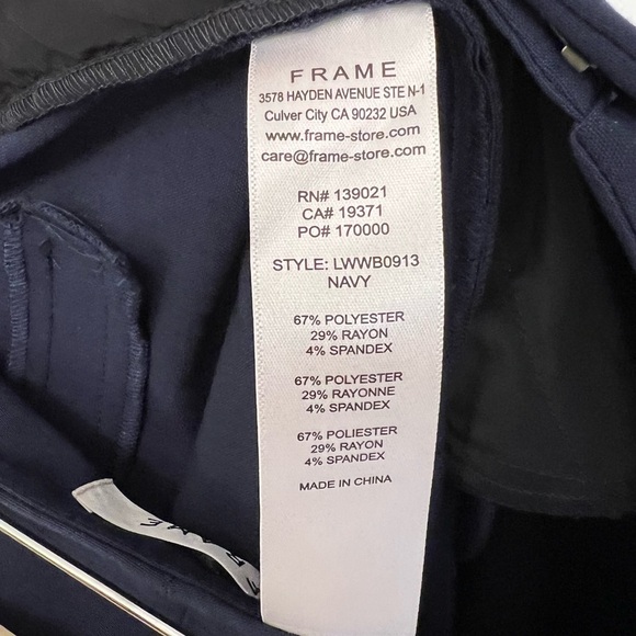 Frame Denim High Waist Wide Leg Trouser Pants Navy Blue 2 Contemporary Office - Picture 6 of 6